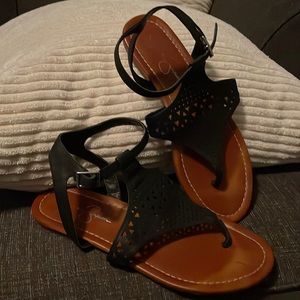 Cute black Jessica Simpson sandals with pretty details Good condition.